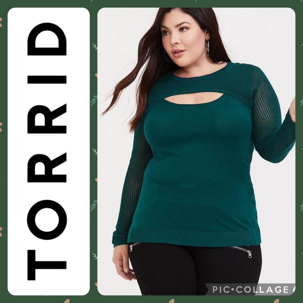 Torrid 2X Pullover Slit Front Sweater - Green